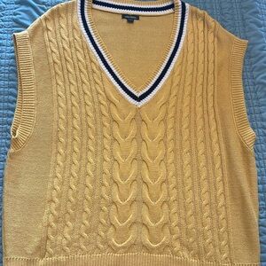 Yellow Cable Knit Sweater Vest